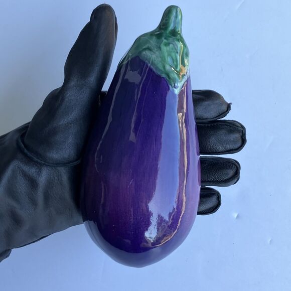 Vintage A Due Tosin Italy Majolica Ceramic Eggplant Art Pottery Vegetable Purple - Picture 8 of 13